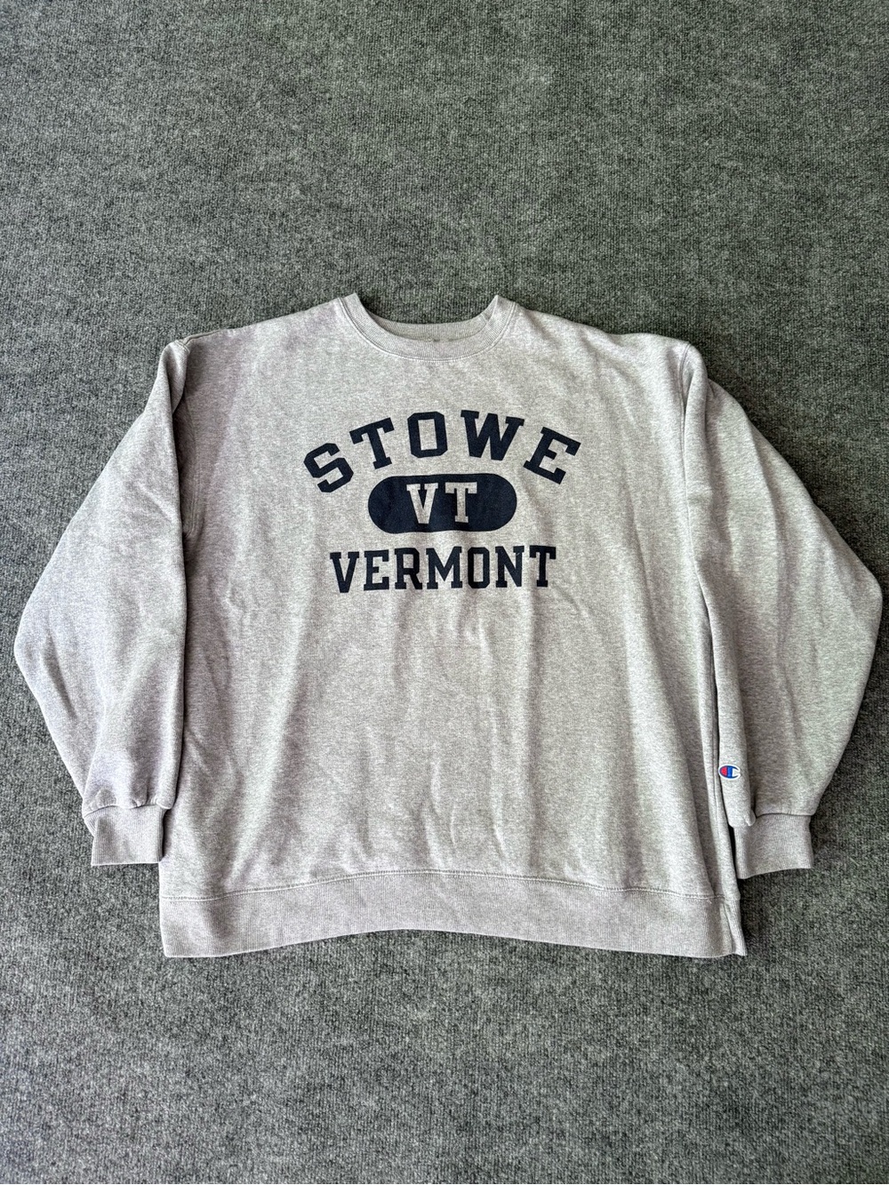 Champion Gray 'Stowe VT Vermont' Crewneck Sweatshirt
